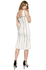 Bella Dress - Bustier lace mermaid dress with black piping detail - Femstylo