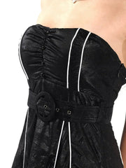 Belted Strapless Dress with Pinstripes - Femstylo