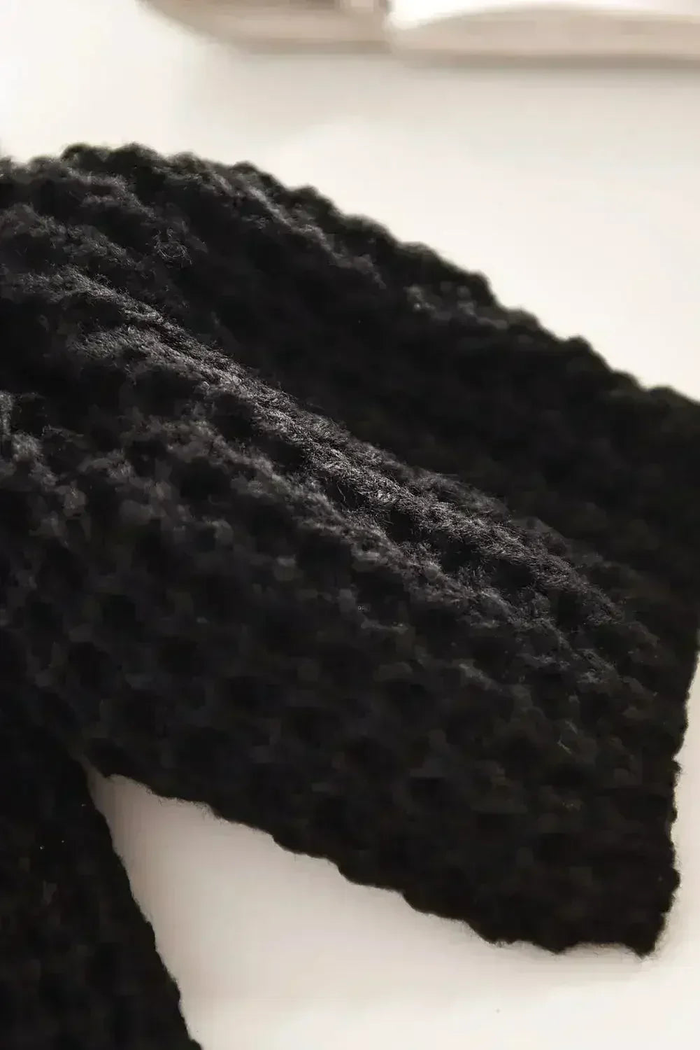 Black Buttoned Wrap Turtleneck Sweater - Femstylo