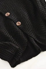 Black Buttoned Wrap Turtleneck Sweater - Femstylo