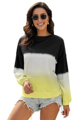 Black Color Block Tie Dye Pullover Sweatshirt - Femstylo