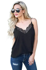 Black Delicate Balance Lace Cami Tank Top - Femstylo