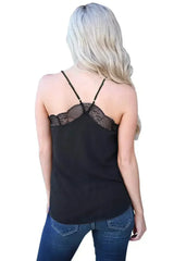 Black Delicate Balance Lace Cami Tank Top - Femstylo