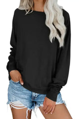 Black French Terry Cotton Blend Sweatshirt - Femstylo