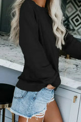 Black French Terry Cotton Blend Sweatshirt - Femstylo