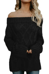 Fashion Black Off The Shoulder Winter Sweater - Femstylo