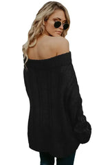 Fashion Black Off The Shoulder Winter Sweater - Femstylo