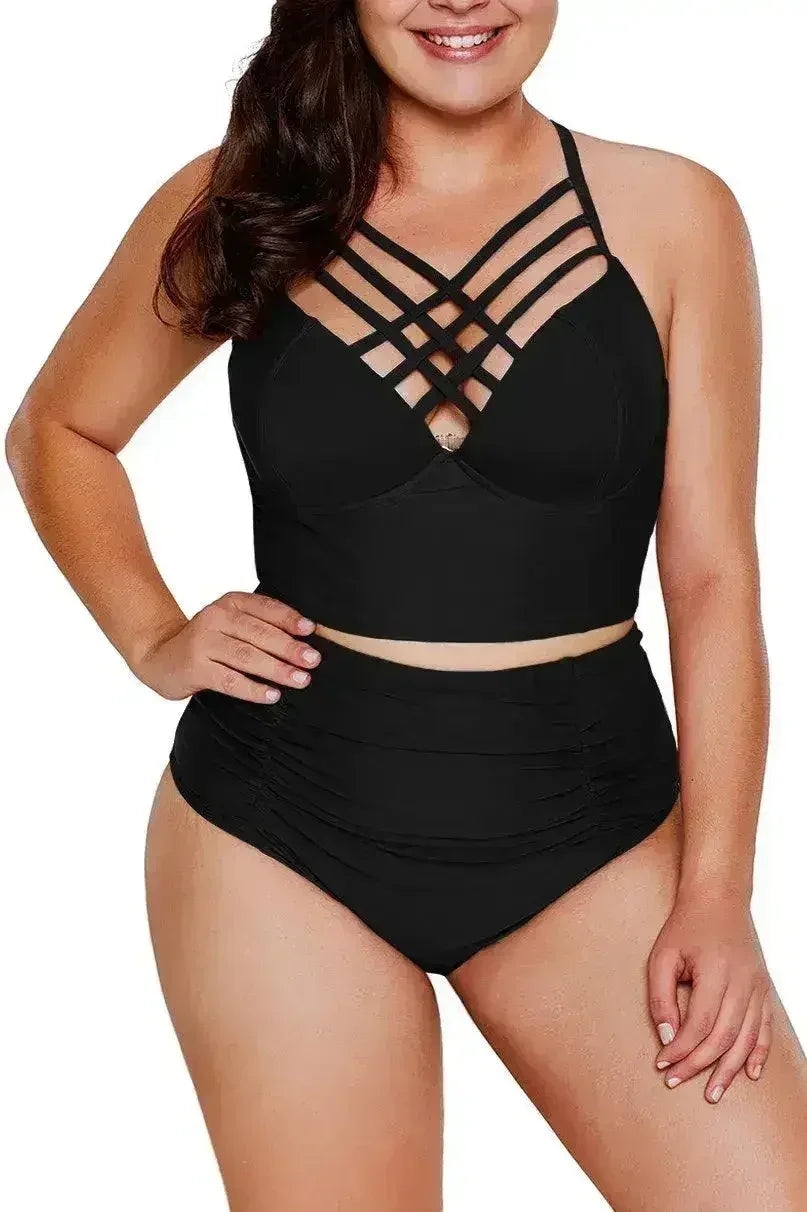 Floral Lace Swimsuit Set | High Waist Bikini | Rash Guard - Femstylo