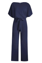 Chic Blue Oh So Glam Belted Wide Leg Jumpsuit - Femstylo