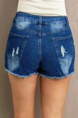Lace Distressed Jean Shorts - Femstylo