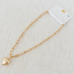 Brushed Heart Pendant U Chain Necklace