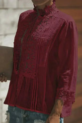 Burgundy Red Sweet Mary Crochet Lace Blouse | Femstylo - Femstylo