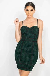 Sleeveless Sparkle Honeycomb Bodycon Dress - Femstylo