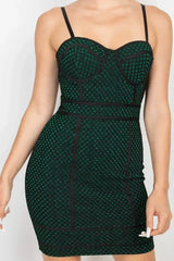 Sleeveless Sparkle Honeycomb Bodycon Dress - Femstylo
