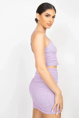 Shirred Cami Top & Mini Skirts Set - Femstylo