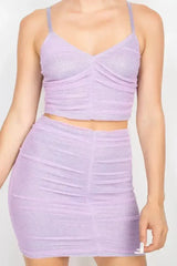 Shirred Cami Top & Mini Skirts Set - Femstylo