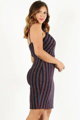 Plus Size Rainbow Striped Sleeveless Short Dress - Femstylo