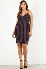 Plus Size Rainbow Striped Sleeveless Short Dress - Femstylo