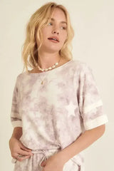 A Star-pattern Tie-dye Knit Top - Femstylo