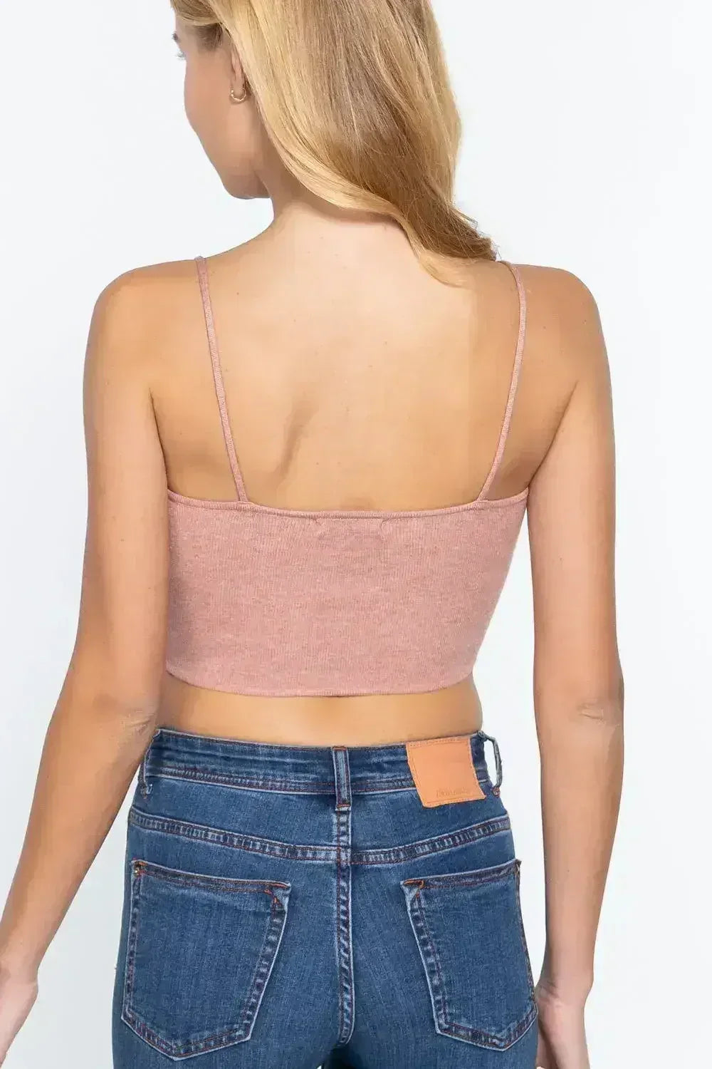 Front Ruched Detail Sweater Knit Crop Cami Top - Femstylo