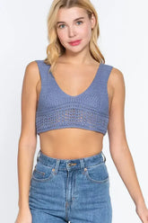 Textured Crop Sweater Tank Top - Femstylo