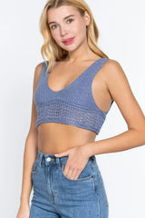 Textured Crop Sweater Tank Top - Femstylo