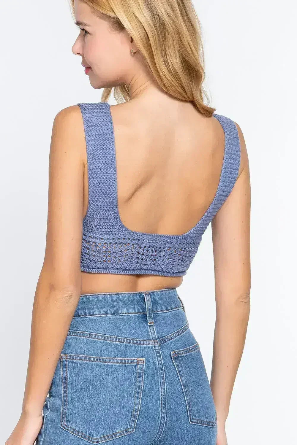 Textured Crop Sweater Tank Top - Femstylo