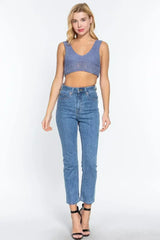 Textured Crop Sweater Tank Top - Femstylo