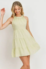 Roundneck Sleeveless Dotted Swiss Dress - Femstylo