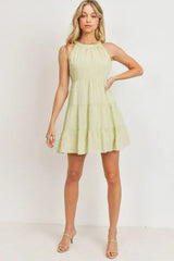 Roundneck Sleeveless Dotted Swiss Dress - Femstylo
