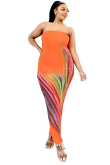 Plus Sleeveless Color Gradient Tube Top Maxi Dress - Femstylo