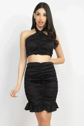 Halter Neck Crop Top & Skirts Set - Femstylo