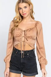 Champagne Ribbon Tie Top - Sweetheart Neck | Femstylo - Femstylo
