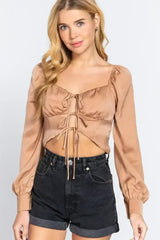 Champagne Ribbon Tie Top - Sweetheart Neck | Femstylo - Femstylo