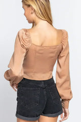 Champagne Ribbon Tie Top - Sweetheart Neck | Femstylo - Femstylo