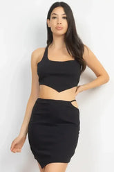 Asymmetrical Cross Back Top & Skirts Set - Femstylo