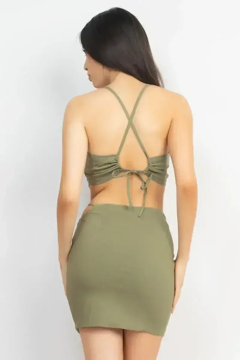 Asymmetrical Cross Back Top & Skirts Set - Femstylo