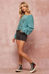 A Garment Dyed French Terry Graphic Sweatshirt - Femstylo