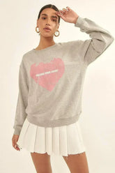 Vintage Heart Sweatshirt - Oversized French Terry Top | Femstylo - Femstylo