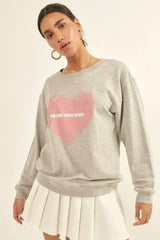 Vintage Heart Sweatshirt - Oversized French Terry Top | Femstylo - Femstylo
