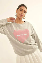 Vintage Heart Sweatshirt - Oversized French Terry Top | Femstylo - Femstylo