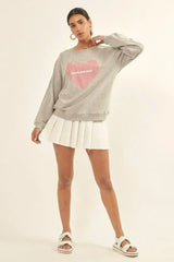 Vintage Heart Sweatshirt - Oversized French Terry Top | Femstylo - Femstylo