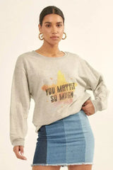 Vintage-style, Multicolor Star French Terry Knit Graphic Sweatshirt - Femstylo