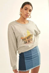 Vintage-style, Multicolor Star French Terry Knit Graphic Sweatshirt - Femstylo