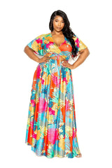 Tropical floral maxi skirt & top set - Femstylo