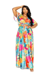 Tropical floral maxi skirt & top set - Femstylo