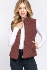 Quilted Suede Piping Vest - Pale Taupe | Femstylo - Femstylo
