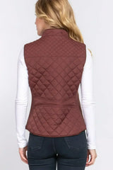 Quilted Suede Piping Vest - Pale Taupe | Femstylo - Femstylo