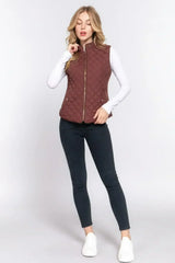 Quilted Suede Piping Vest - Pale Taupe | Femstylo - Femstylo