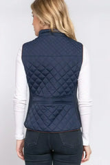 Quilted Suede Piping Vest - Pale Taupe | Femstylo - Femstylo